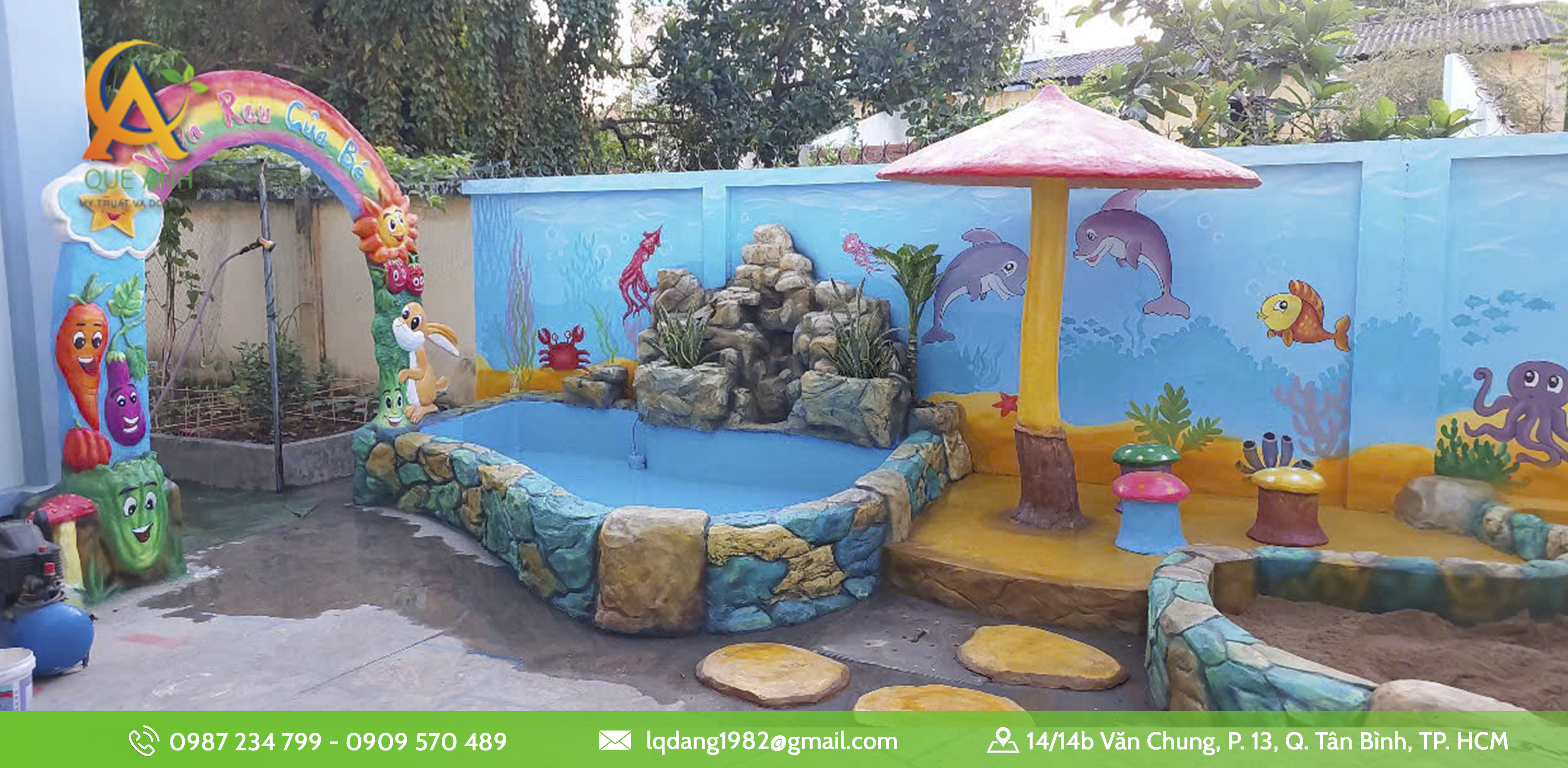 Đắp phù điêu trang trí trường mầm non